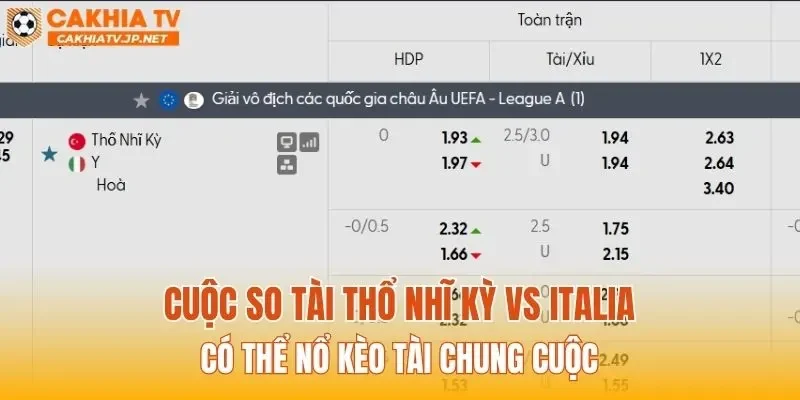 Cuộc so tài Thổ Nhĩ Kỳ vs Italia có thể nổ kèo Tài chung cuộc